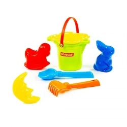 Small Bucket with Spout Set, Flower Sieve, Scoop #2, Rake #2, Molds (Rabbit + Horse + Moon) - Code 2883