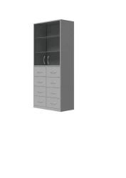 Medical Wardrobe with Glass Doors and Drawers, Model SKB-2S
