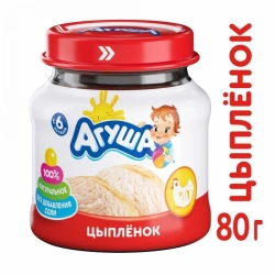 Homogenized Chicken Puree for Children "Agusha", 80g
