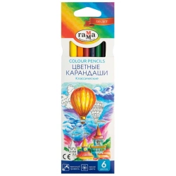 Classic Colored Pencils Gamma, 6 Colors, Pre-Sharpened, Cardboard Packaging
