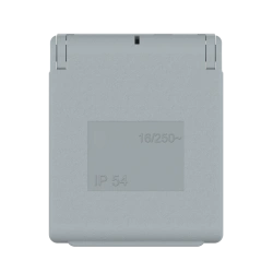 Panel Socket with Grounding 16A, 250V, IP54, Grey/Gray, Art. 231.11