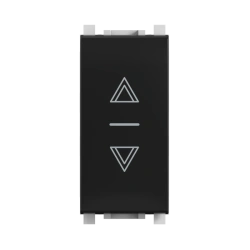 CADUCEUS ALING Experience Hidden Switch for Roller Shutters I-0-I, 10A, 250V, Black (Soft Touch), Art. 72108.E