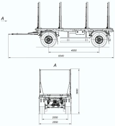 Dual-Axis Timber Transport Trailer 8465-40 with HJD13Y30S18-2050T16-060 Axles, 12 Ton Load Capacity